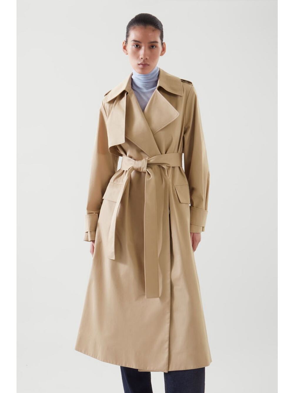 COS Long Khaki Trench Coat US 10